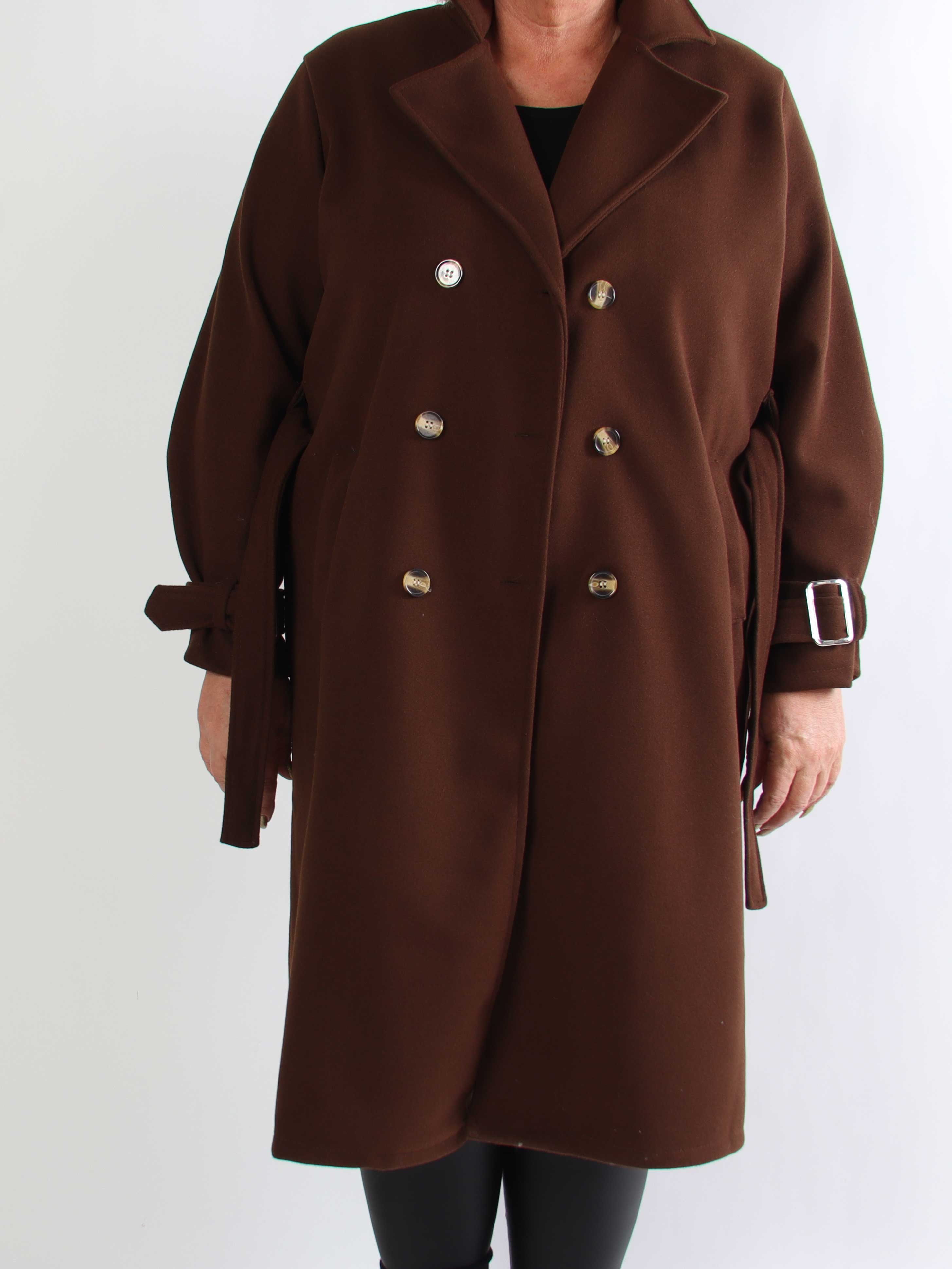Sharpay Coat - Plus size trenchcoat med knytband